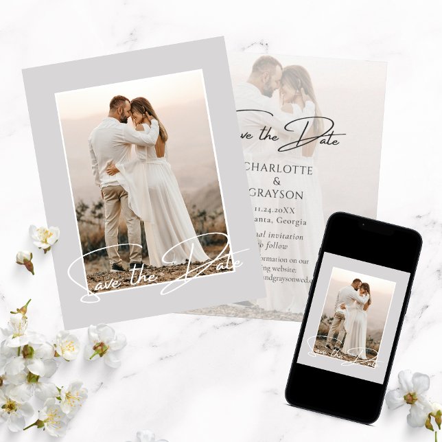 Guardar O Anúncio De Casamento De Foto De Data (Criador carregado)