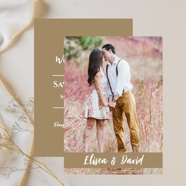 Guardar O Anúncio De Casamento De Fotografia De Da (Save The Date Photo Wedding Announcement)