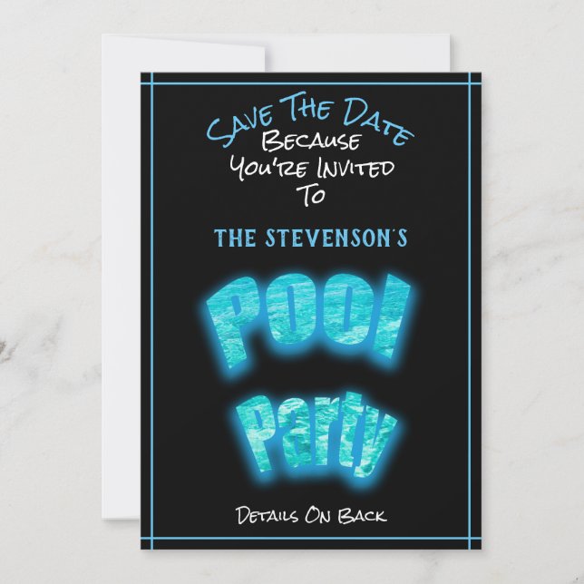 Guardar O Convite de aniversário Da Parte Piscina  (Frente)