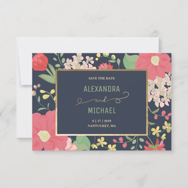 Guarde a data - Cartão personalizado - Floral, Jar (Frente)