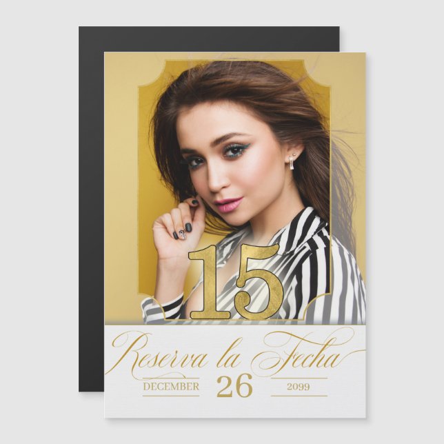 Guarde a Data Reserva la Fecha, Quinceanera Espanh (Frente/Verso)