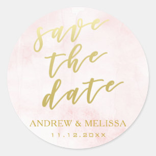 Guarde o adesivo de casamento de script Dourado e