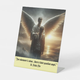 Guardian Angel With Man Pedestal Sign