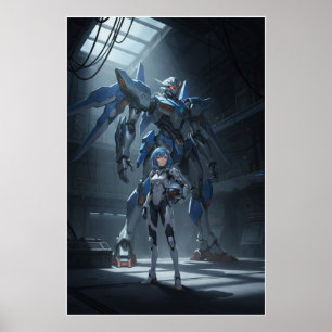 Guardião de Aço: Poster de Arte de Mecha e Piloto