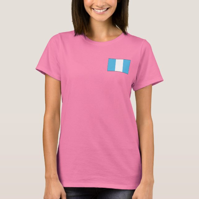 Guatemala Flag e Map Dk T-Shirt (Frente)