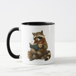 Guaxinim Aconchegante Lendo Livro com Caneca de Ca