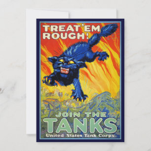 Guerra Militar Vintage Recrutando com um Gato Selv