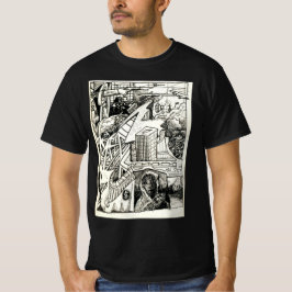 "Guerra Moderna" desenho a tinta T-shirt