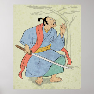 Guerreiro do samurai com impressão de bloco de