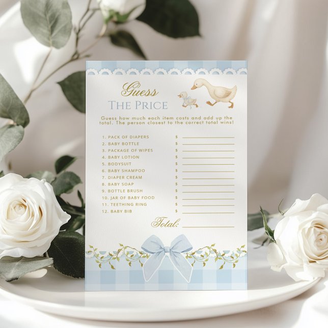 Guess the Price Silly Goose Blue Gingham Baby Game (Criador carregado)