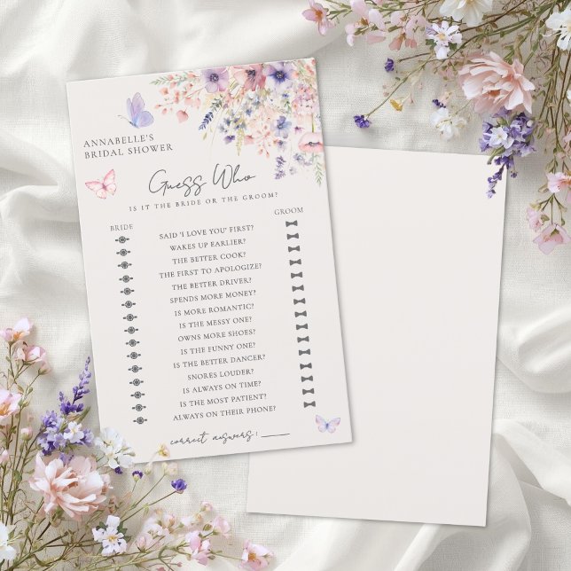 Guess Who Butterfly Wildflower Bridal Shower Game (Guess Who Butterfly Wildflower Bridal Shower Game)