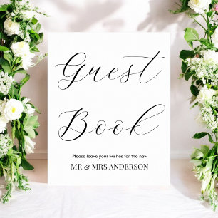Guest Book Black White Wedding Sign Poster
