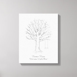 Guestbook da árvore de Thumbprint das canvas do
