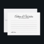 Guia de Casamento de Script Elegante e Cartão de D<br><div class="desc">Adicione um toque pessoal ao seu casamento com um conselho de casamento elegante e um cartão de desejos. Este cartão de conselho apresenta o título no estilo de fonte elegante e preto da caligrafia moderna e detalhes no estilo de fonte sans serif preto em fundo branco. Perfeito para casamento, chá...</div>
