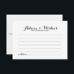 Guia de Casamento de Script Elegante e Cartão de D<br><div class="desc">Adicione um toque pessoal ao seu casamento com um conselho de casamento elegante e um cartão de desejos. Este cartão de conselho apresenta o título no estilo de fonte elegante e preto da caligrafia moderna e detalhes no estilo de fonte sans serif preto em fundo branco. Perfeito para casamento, chá...</div>
