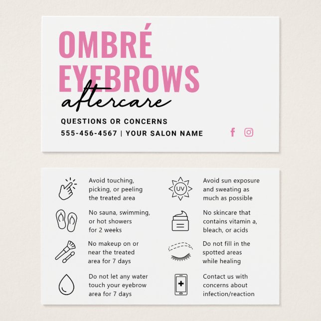 Guia de Cuidados Pós Ombre Brow Rosa Moderno (Frente & Verso)