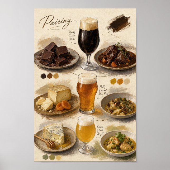 Guia de Poster de Combinação de Cerveja e Comida (Frente)