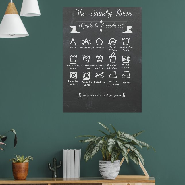 Guia de Procedimentos da Sala de Lavanderia Poster (Sala de Estar 1)