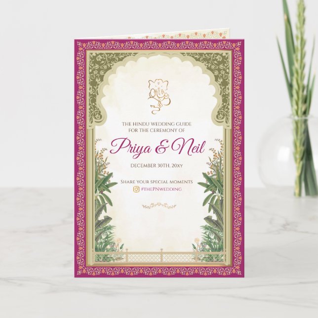 Guia do programa de cerimônia de núpcias indiana (Frente)