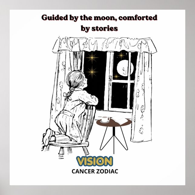 Guiado pelo Poster do Zodíaco de Câncer da Lua (Frente)