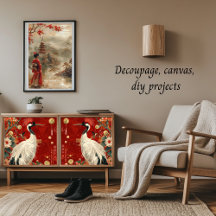 Guindaste e Senhora do Decoupage Estilo Oriental