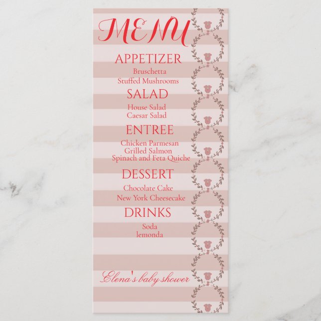 Guirlanda de Listras Rosa Menu de Churrasco de Beb (Frente)
