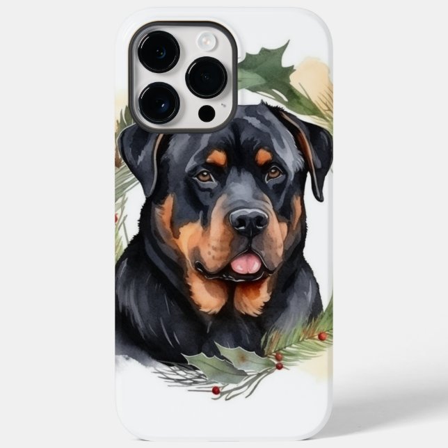 Guirlanda de Natal do Rottweiler Cachorro Festivo (Verso)