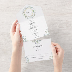 Guirlanda Floral Verde Monograma Dourado Casamento