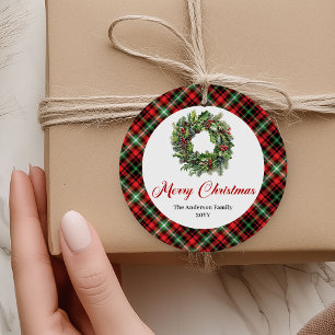 Guirlanda Rústica de Pinheiro Etiqueta de Natal Pe