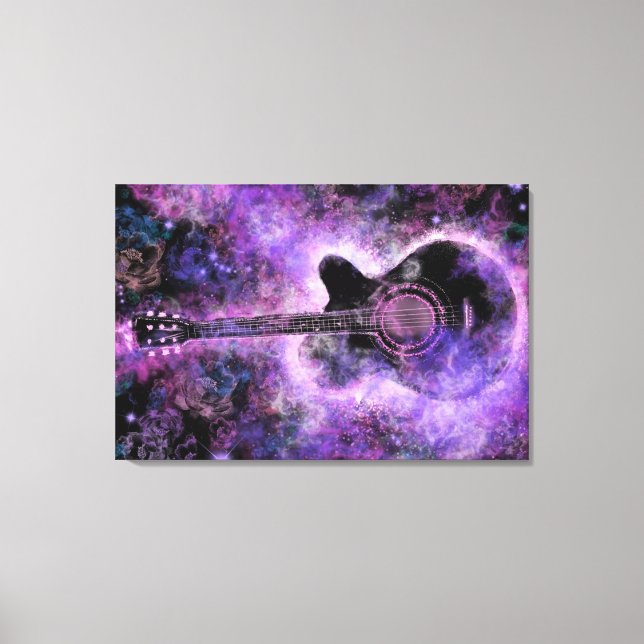 Guitar Canvas Imprimir Roxo - Pintura (Frente)