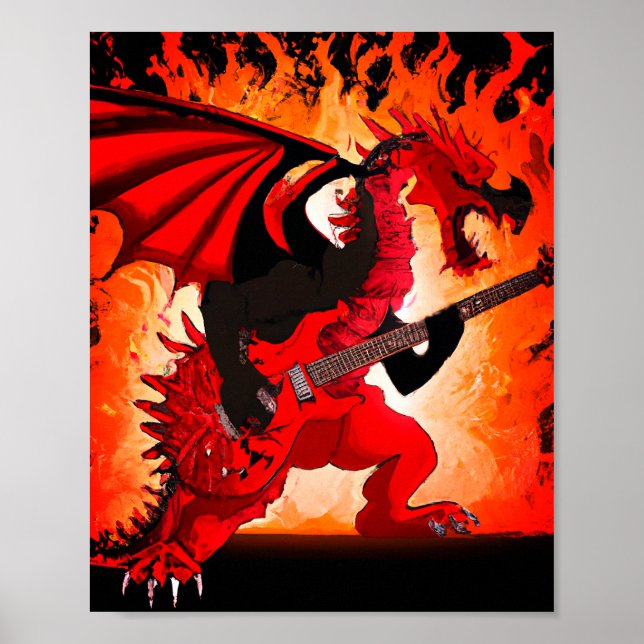 Guitar Dragon Wall Art Poster (Frente)