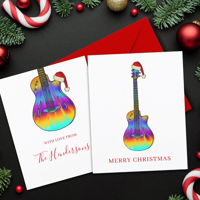 Guitar Feliz Orçamento de Natal (Christmas guitar budget custom holiday greetings card)