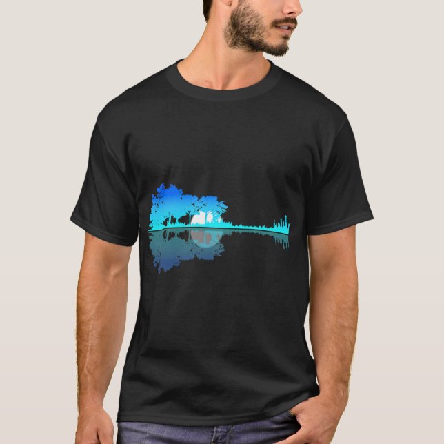 Guitar Lake Shadow Love Guitar Musical T-Shirt (Frente)