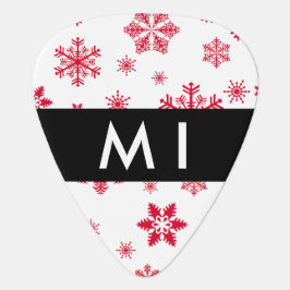 Guitar Pick Flocos de neve vermelhos, seu nome, personalize