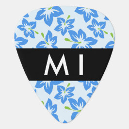 Guitar Pick Hibisco Azul, Flores Azuis, Seu Nome