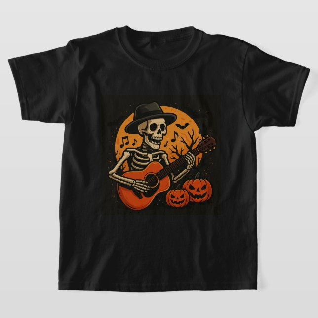 Guitar-Playing Skull Halloween T-Shirt (Postura )