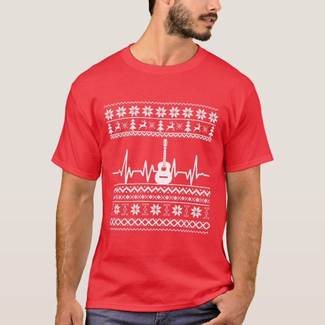Guitarra acústica de suéter de Natal feia (Frente)
