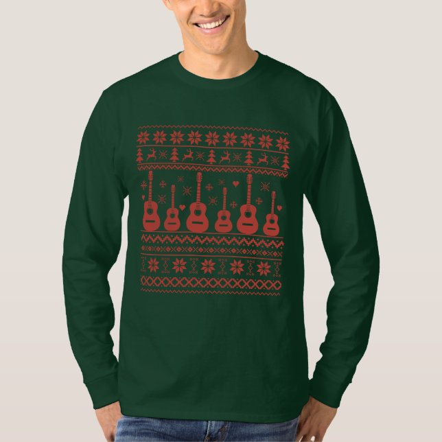 Guitarra acústica de suéter de Natal feia (Frente)