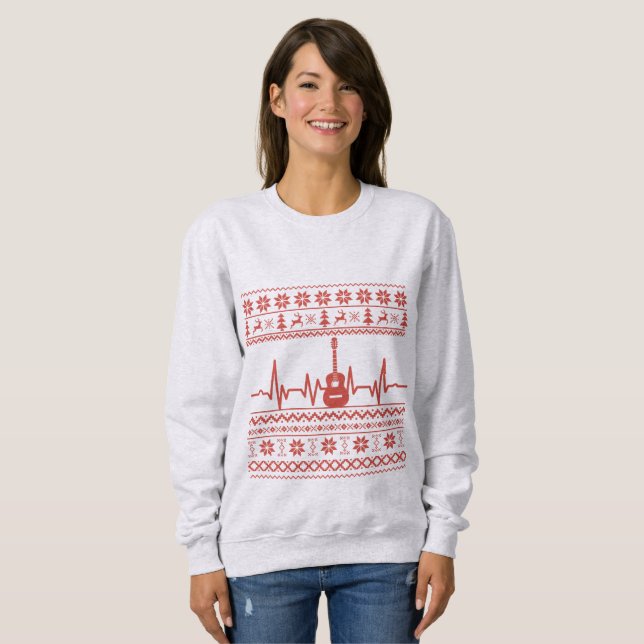 Guitarra acústica de suéter de Natal feia (Frente Completa)