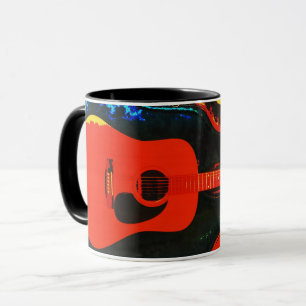 Guitarra acústica e Copa de Caneca Colorida