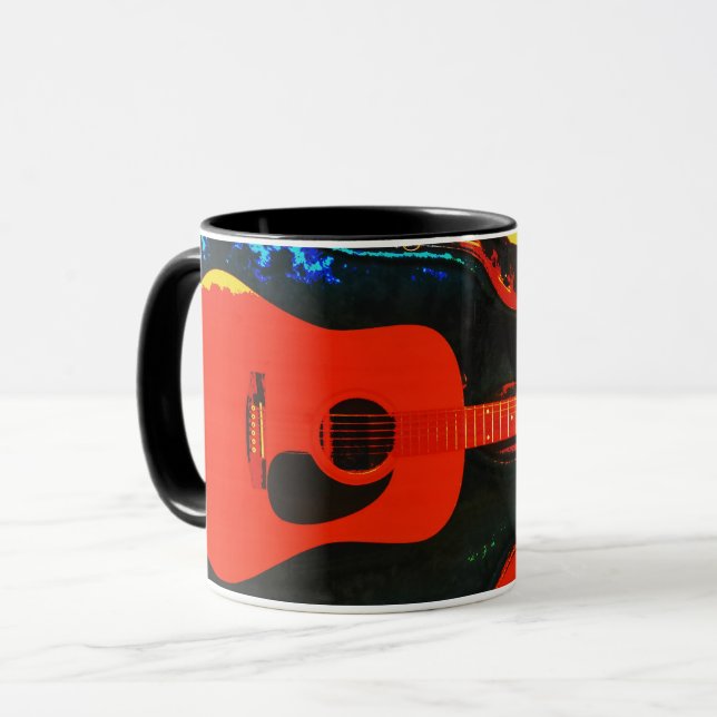 Guitarra acústica e Copa de Caneca Colorida (Frente Esquerda)