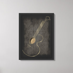Guitarra Acústica Logotipo Canvas Wall Art