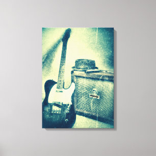 guitarra clássica com canvas do bluesman do ampè