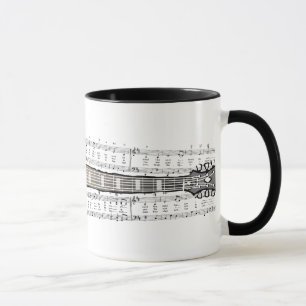 Guitarra com partitura - caneca do vintage