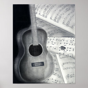 Guitarra e Poster de Música
