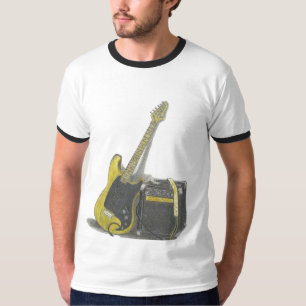 Guitarra elétrica e t-shirt da arte do ampère