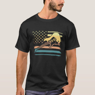 Guitarra Elétrica Retro USA Flag T-Shirt