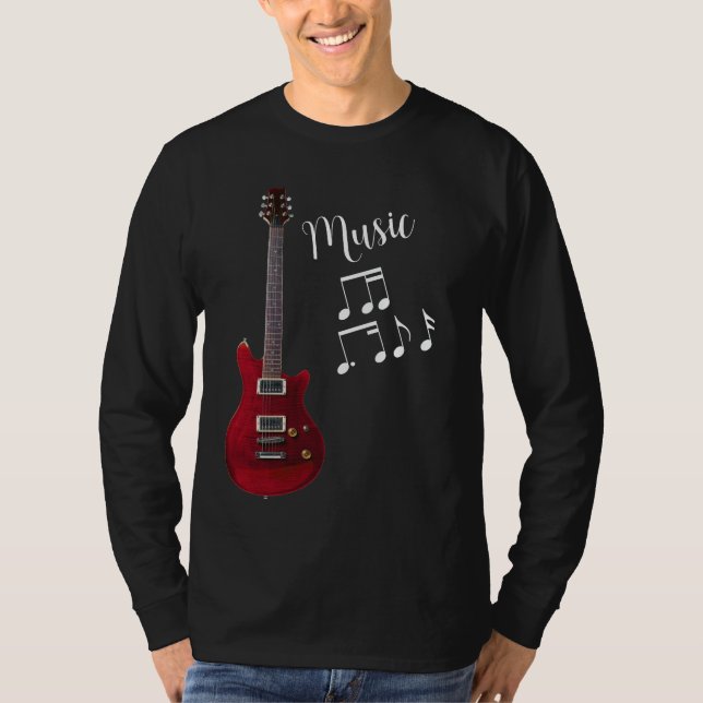 Guitarra Música Longa Folga Unisex T-Shirt (Frente)
