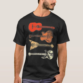 Guitarra Retro Camisa Violão Acústico Mens Guitarr