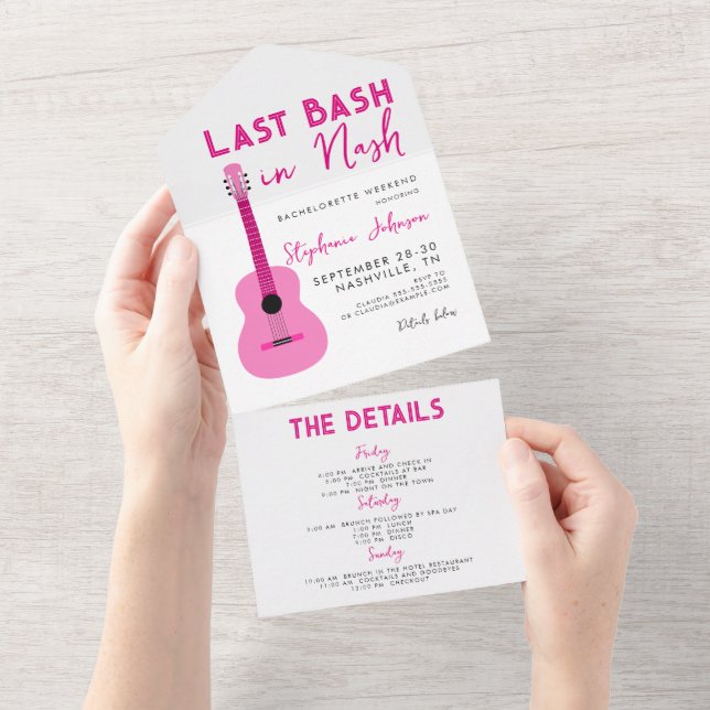 Guitarra Rosa Último Bash em Nash Bachelorette (Tearaway)